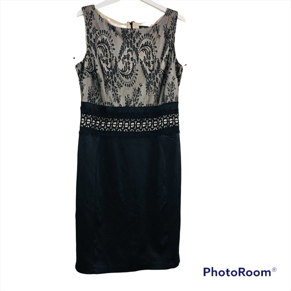 Jax Women's Dress Size 14 Sleeveless Black Satin Midi Dress